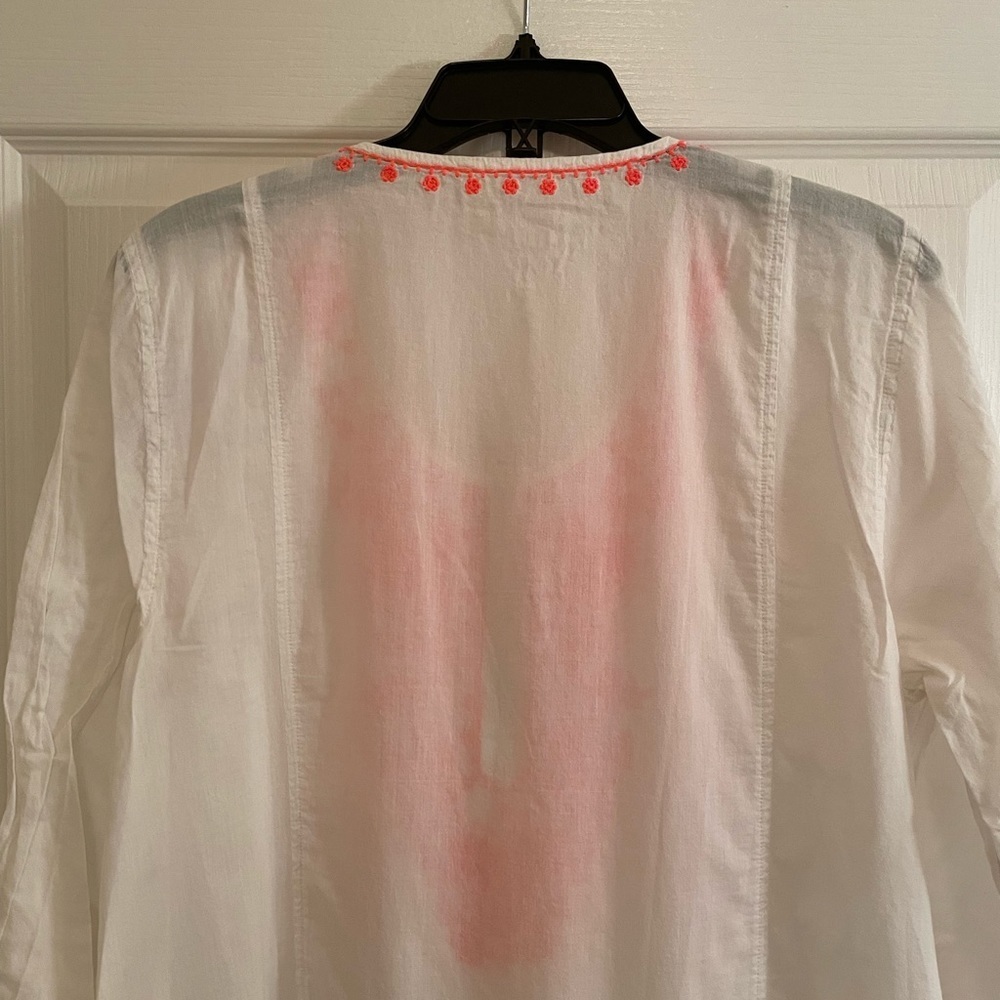 Gianni Bini White Swim Coverup with Coral Embroidery - Picture 10 of 12